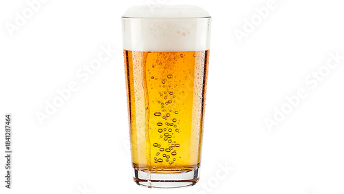  ia generated. Cold, frothy beer in a glass isolated on transparent background