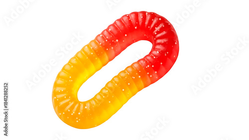 ia generated. Single red yellow gummy worm candy isolated on transparent background
