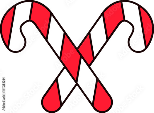 Red And White Sweet Candy. New Year sticker or gift card in old style of 2000. Cartoon Y2K retro sticker on white background