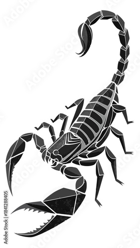 Geometric Scorpion Black and White Tattoo Illustration