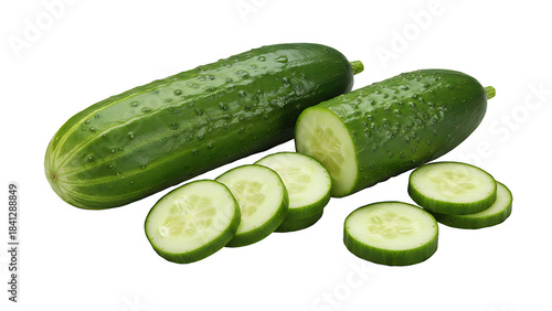 ia generated. Sliced cucumber isolated on transparent background
