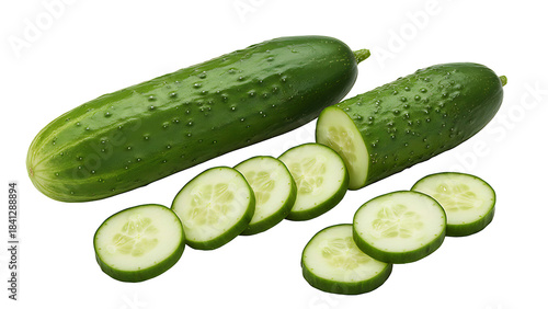 ia generated. Sliced cucumber isolated on transparent background
