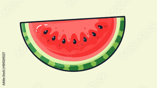 Illustration of a juicy watermelon slice with seeds.