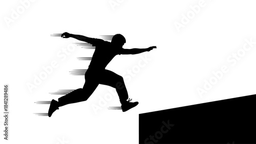 Silhouette of a Person Leaping Over an Obstacle in Motion Blur Representing Speed Agility and Overcoming Challenges