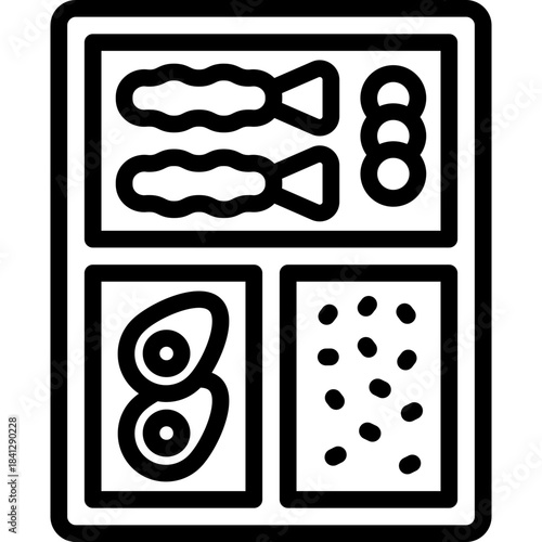 Bento Box Food Illustration in Line Style