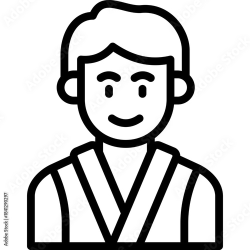 Man Wearing Kimono Line Icon