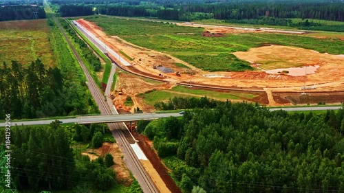 Wallpaper Mural Railway branch construction connecting to industrial zone in Valmiera, Latvia Torontodigital.ca