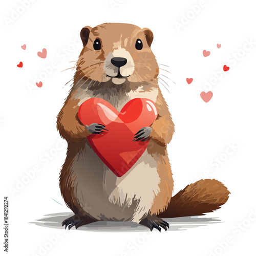 Groundhog with Heart Vector