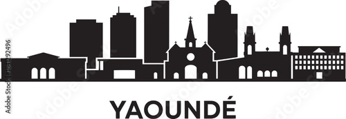 Yaoundé cameroon skyline vector silhouette black city view on transparent background