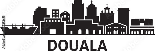 Douala cameroon skyline silhouette with famous landmarks buildings cityscape panorama vector illustration