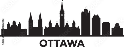 Ottawa canada vector skyline silhouette with parliament building peace tower landmark art