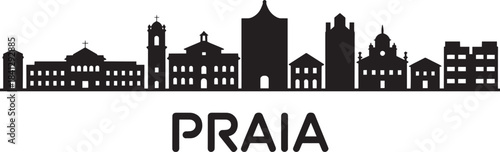 Praia cape verde vector skyline silhouette with historic buildings church landmark art design