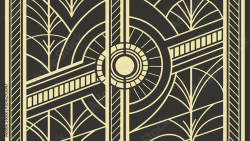 Elegant art deco design with gold lines on black background for luxury aesthetic