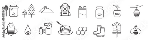 icon set bee and honey editable