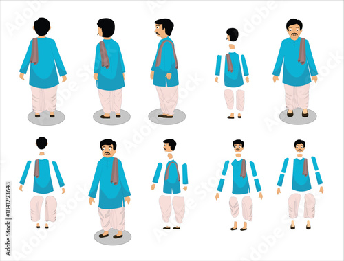  indian man cartoon character set the character best