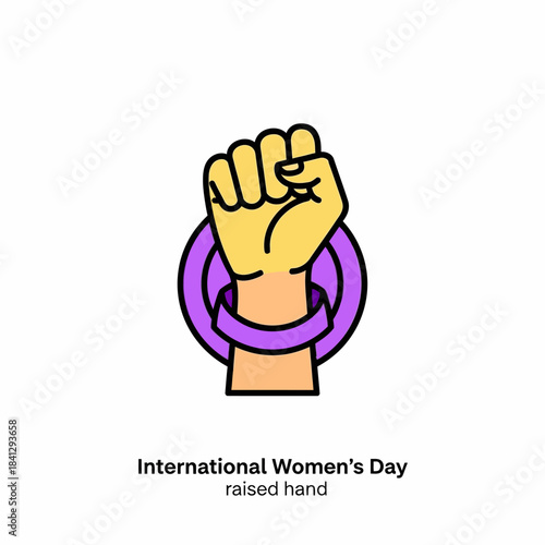 Feminist movement symbol with raised fist for empowering women strength