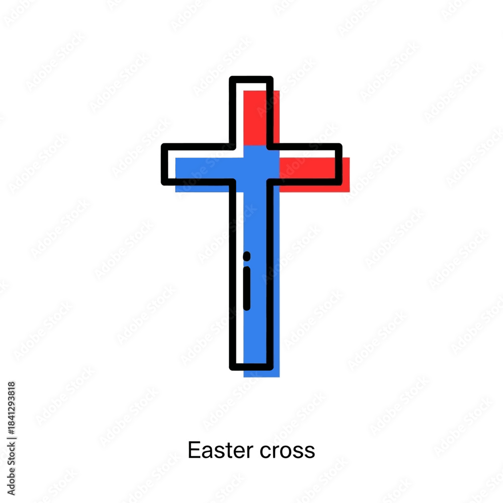Fototapeta premium Stylized christian cross symbol with vibrant colors for faith concepts