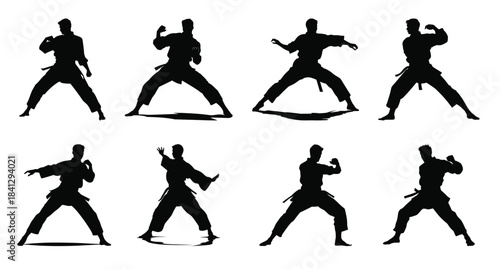  karate fighter silhouettes collection karate silhouette