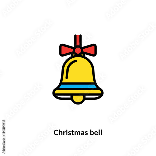 Colorful Christmas Bell Decoration with Festive Red Bow on White Background