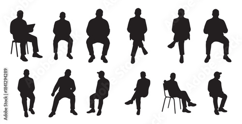 hand drawn minimalist set of sitting people for architecture