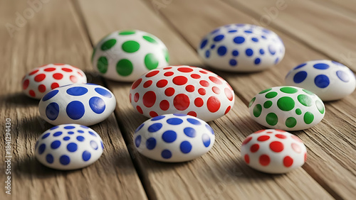 Colorful Dot Painted Stones Collection, Artistic Rock Décor, Mandala Patterns, Creative Craft Ideas, Nature-Inspired Design, Handmade Beauty, 4K image 