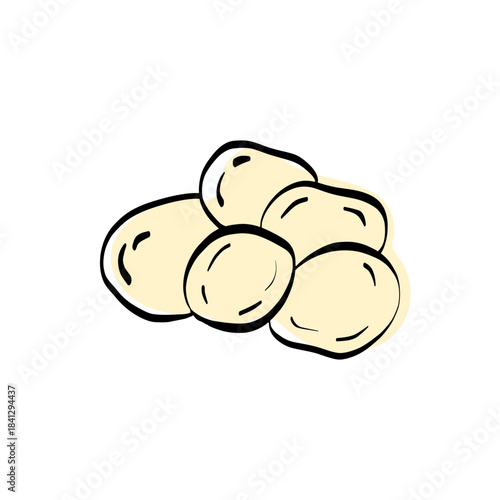 Hand-drawn mozzarella cheese illustration with clean outlines. Ideal for menu designs, specialty shop branding, and cheese product labels