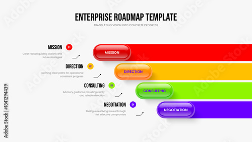 Corporate Profile 4 Step Diagram Slideshow Template. Sales Forecast Presentation Design Vector Illustration. Service Launch Four Element Infographic Frame Layout.