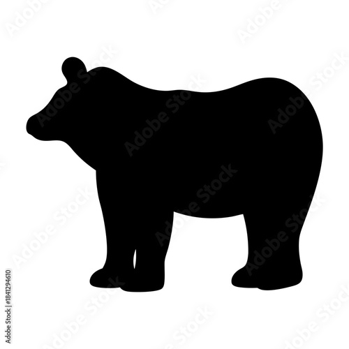 Silhouette of a formidable bear standing tall in a stark black profile