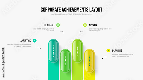 Financial Solution Frame Layout Vector Illustration. Project Report 4 Step Infographic Presentation Design. Advertising Innovation Four Element Diagram Slide Template.