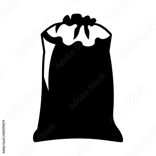 Silhouette of a tied sack, possibly containing treasure or other valuable goods