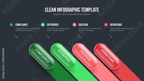 Investor Launch Four Element Diagram Frame Layout. Business Development 4 Option Infographic Presentation Template. Service Portfolio Slideshow Design Vector Illustration.