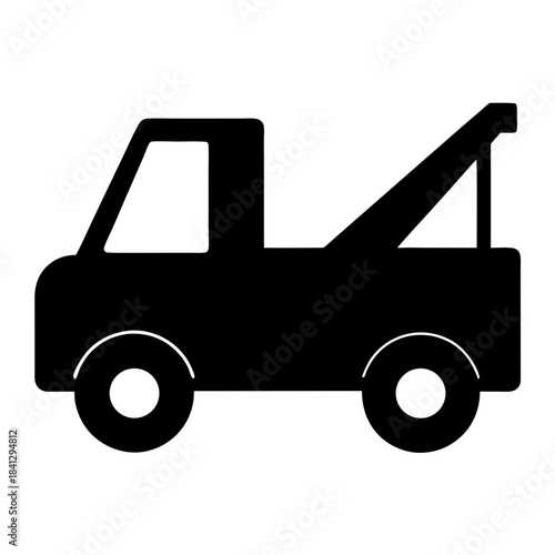 Simple black tow truck silhouette image for design or use as icon