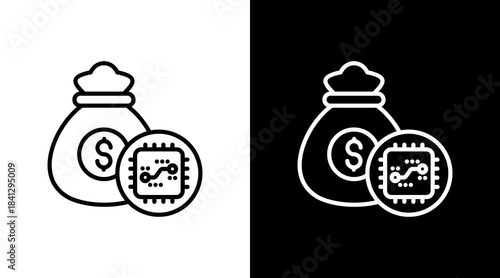 Financial Technology With Icon Set Design