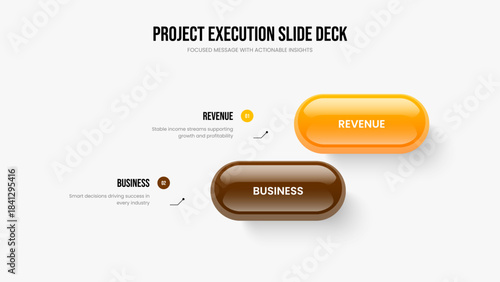 Financial Solution Two Element Diagram Frame Layout. Creative Plan Slideshow Template Vector Illustration. Digital Growth 2 Option Infographic Presentation Design.