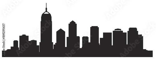 hong kong skyline silhouette isolated on a white background