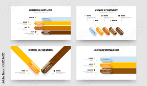 Project Analysis 4 5 2 3 Element Infographic Presentation Layout Collection. Service Strategy Four Five Two Three Step Diagram Frame Design Vector Illustration Set.