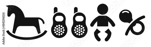 toys and accessories for kids icons black