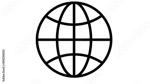 Globe icon for global business and navigation, minimalist vector symbol