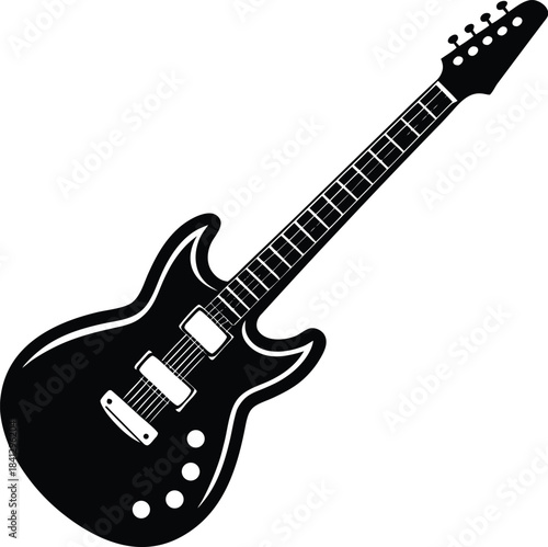 Classic electric guitar illustration with musical elements
