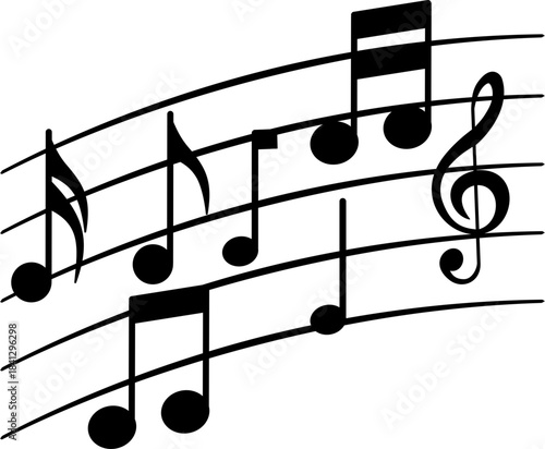 Music note icon .Music notes wave isolated. Musical notes melody on transparent background.Black musical note. Music elements.Simple musical notes sign.Simple musical notes signs and symbol.