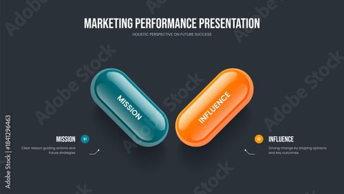 Enterprise Plan 2 Element Infographic Presentation Design. Advertising Briefing Two Option Diagram Frame Template. Marketing Insight Slide Layout Vector Illustration.