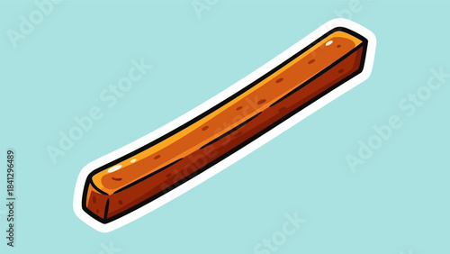 Illustration of a single, rectangular, brown caramel candy.