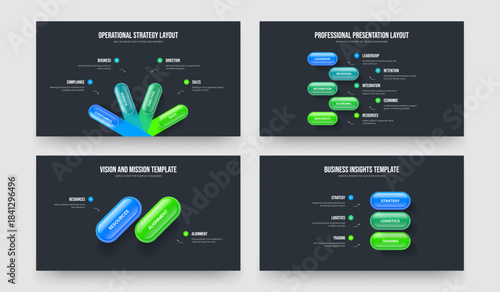 Market Analysis 4 5 2 3 Step Infographic Frame Layout Collection. Creative Introduction Four Five Two Three Option Diagram Slide Design Vector Illustration Bundle.