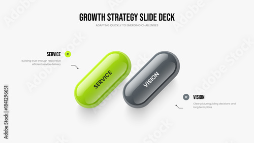 Enterprise Briefing Two Step Diagram Presentation Layout. Digital Forecast Slide Design Vector Illustration. Advertising Review 2 Element Infographic Slideshow Template.