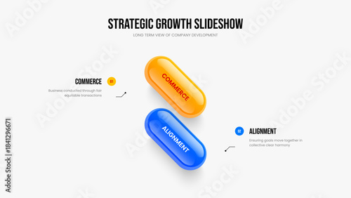 Product Launch 2 Step Infographic Frame Layout. Consulting Campaign Two Element Diagram Slide Design. Business Report Presentation Template Vector Illustration.