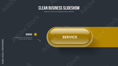 Financial Plan Slide Template Vector Illustration. Service Planning 1 Option Diagram Slideshow Design. Business Launch One Step Infographic Frame Layout.