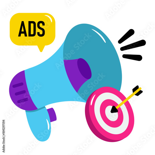A colored design icon of target marketing 