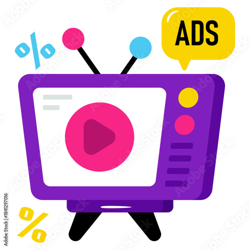 Modern design icon of tv ad