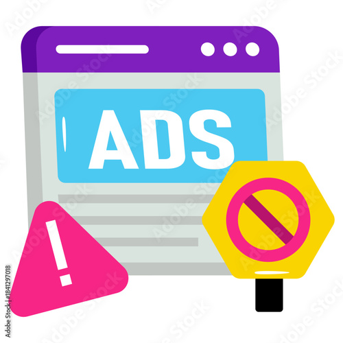 Conceptual flat design icon of block advertisement 