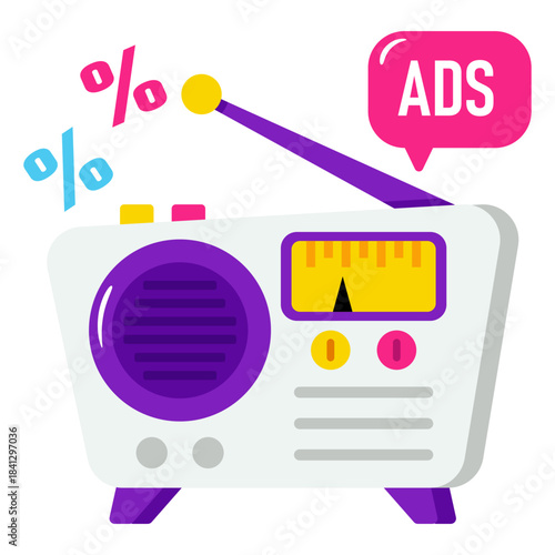 Creative design icon of radio advertisement 